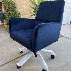 Brand New. Midnight Blue. Velvet Mid Century Modern Office Chair. Retails Over $550