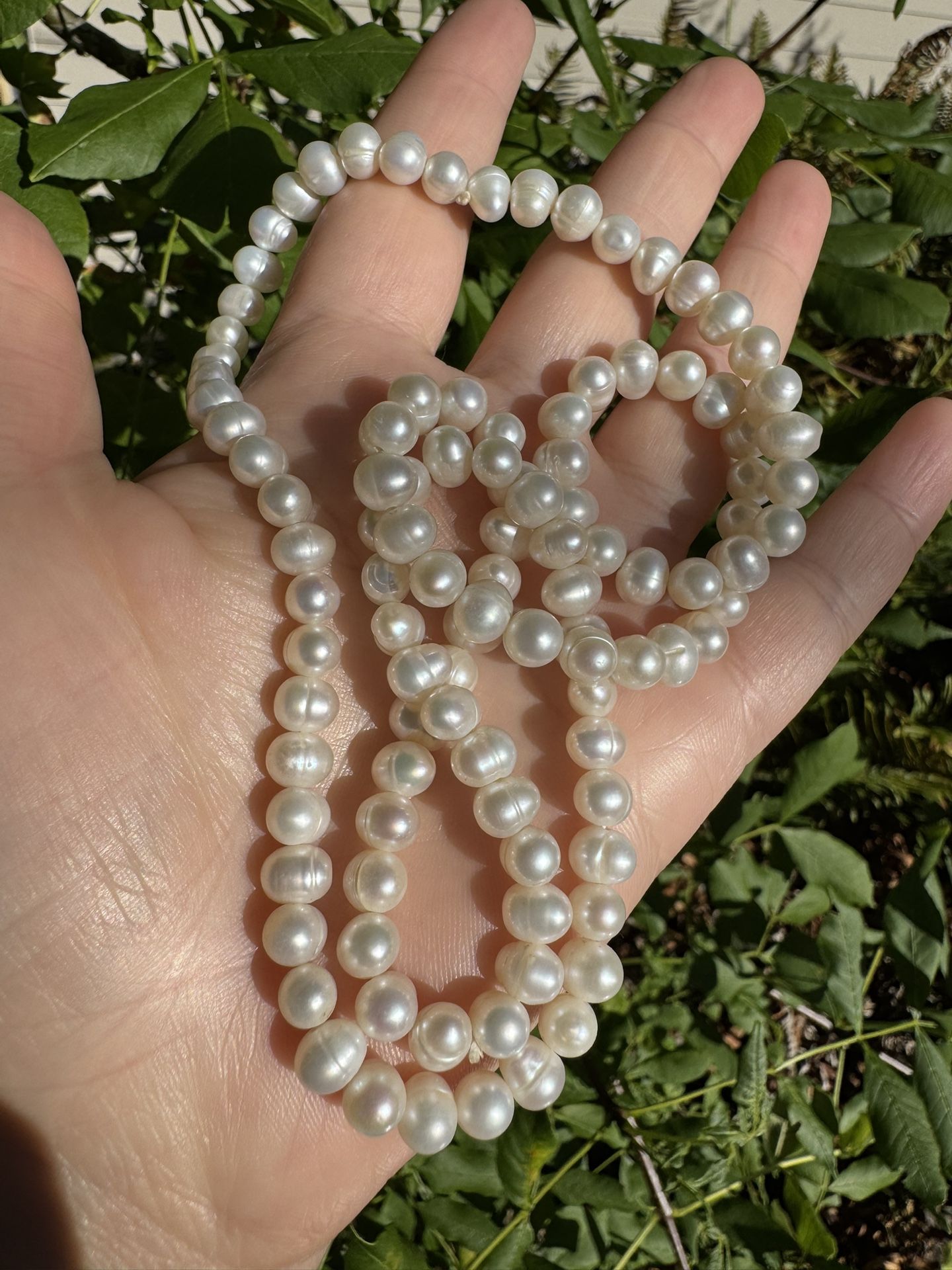 Vintage 24” White Freshwater Pearl Necklace – Hand Knotted