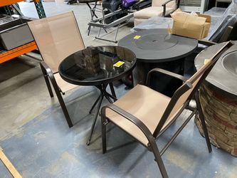 3-Piece Patio Bistro Set with Glass Table