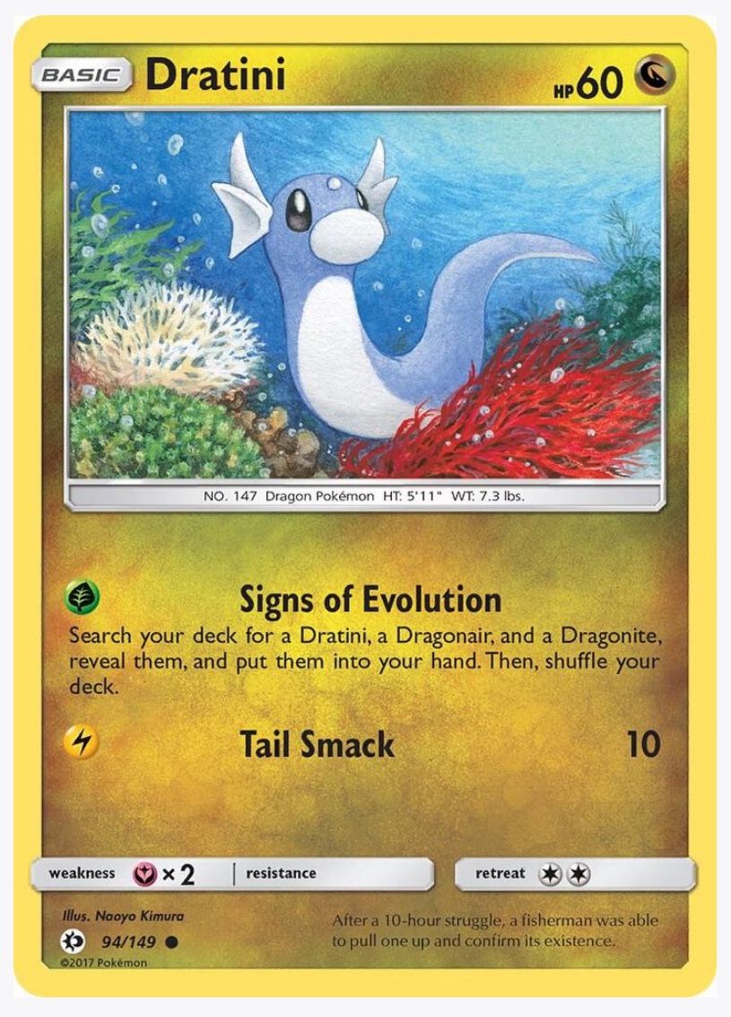 Dratini 94/149 - Sun & Moon - Common - Reverse Holo - Pokemon Card TCG NM