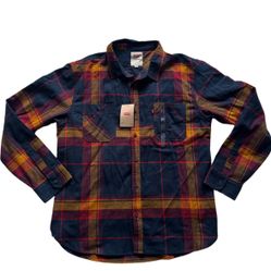 Levi’s Men’s XL Flannel Shirt Navy Red Yellow Plaid Long Sleeve Button Up NWT