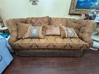 Ferguson Copeland LTD Damask Sofa with Fringe Trim