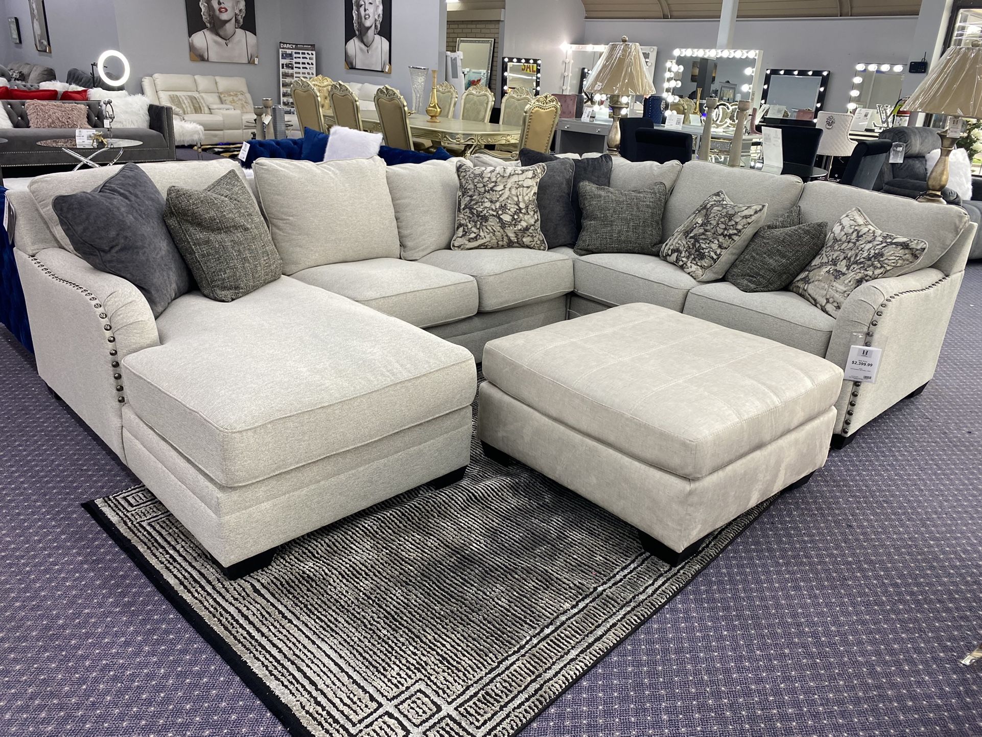 Beige Sectional Big Space With Chaise 