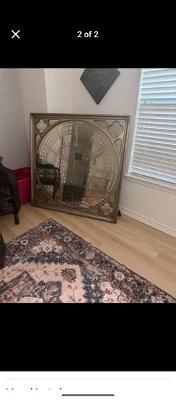 Large Square Wall Mirror with Gold Frame