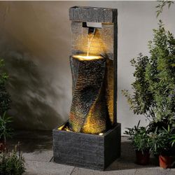 39.8’’ Tall Modern Spiral Waterfall Fountain Outdoor/Indoor