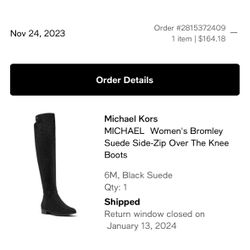 Michael Kors, Michael- Black Suede Side-Zip Over The Knee Boots