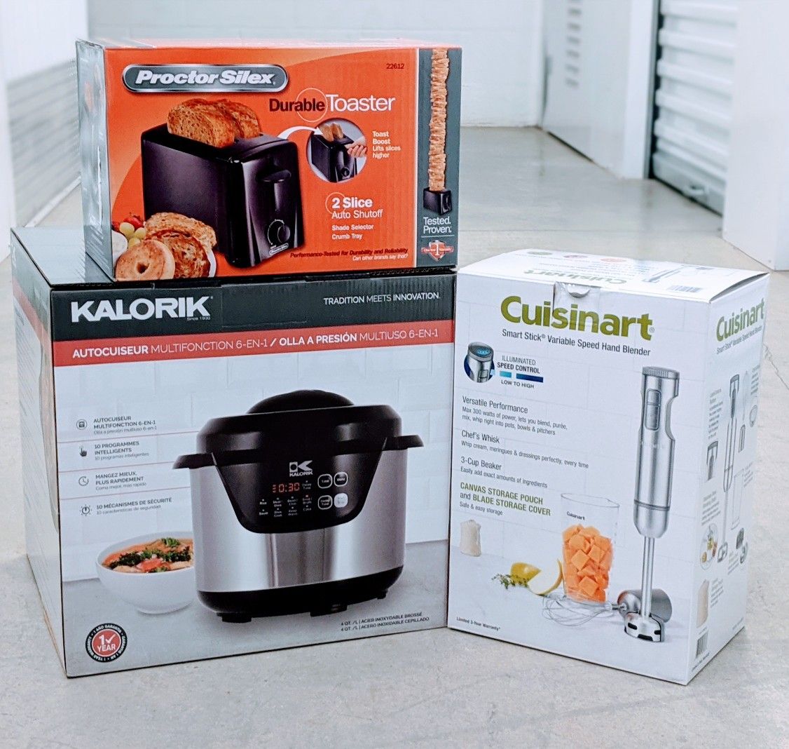 KALORIK  6-in-1 Stainless Steel Electric Pressure Cooker "309272661" and Cuisinart hand blender (free Toaster)