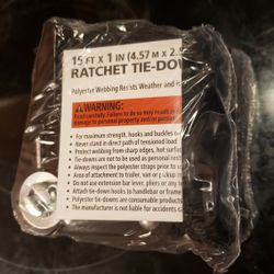 2X Brand New - 15' x 1" Ratchet Straps 300lb Load