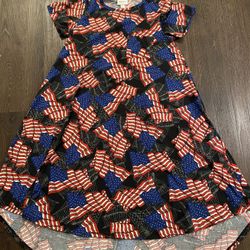 Womans LulaRoe USA Red White Blue Flag Dress Size XS #4