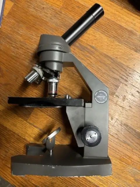 Vintage High School Microscope w/slides