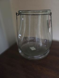 Clear Glass lantern Jar with handle, 10x7x8 smooth, new $10 ea