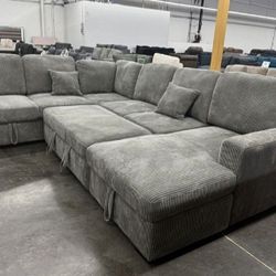 ✅️✅️4-Piece Convertible Sectional Sleeper Sofa, Chaise Storage, Sofa Storage & USB Port✅️✅️