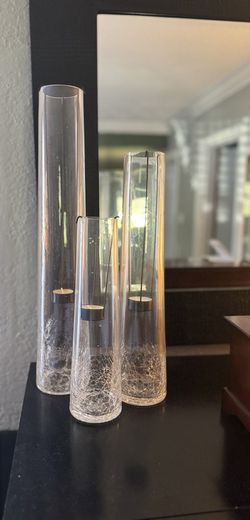 Set Of 3 Modern Glass Candle Holders