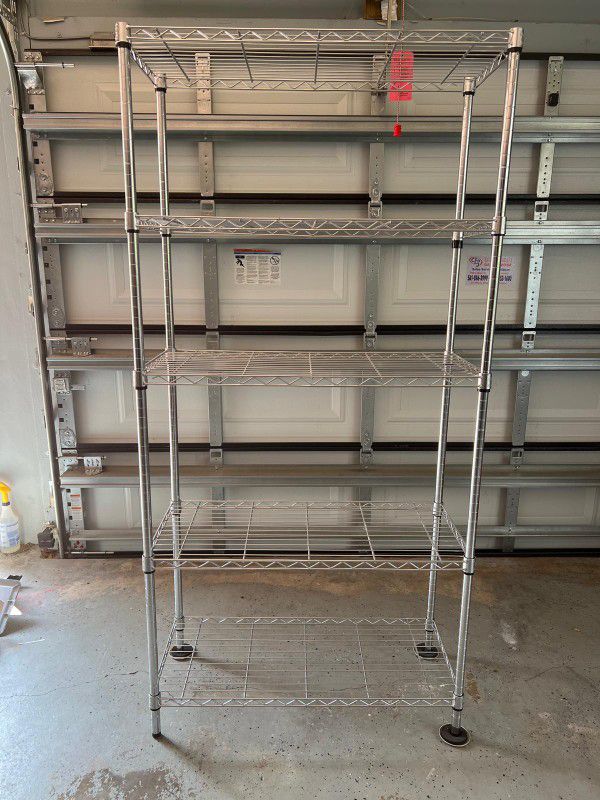 Metal Shelves for Storage with Wheels, Ideal for Garage
