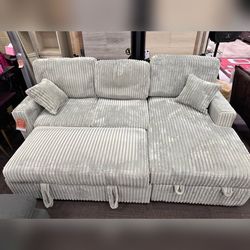 2 Pieces ash color convertible sectional sofa