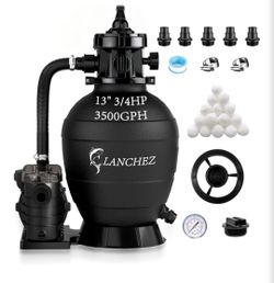 Sand Filter with Pool Pump, Above Ground Pool Pump, 7-Way Valve Sand Filter Pump System, 13"(3,500GPH)