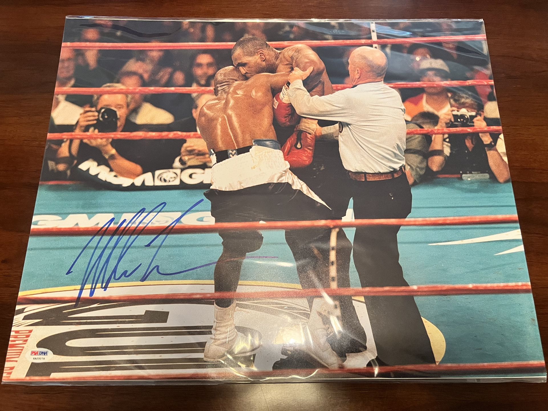 Mike Tyson 16 X 20 Signed Photo Of The Famous By Fight With Evander Holyfield
