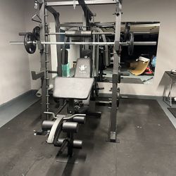 Vesta Fitness Smith Machine 2001 w/Bench Attachment | 230lb Bumpers Weights | 7ft Olympic Bar | Fitness | Gym Equipment | FREE DELIVERY🚚  