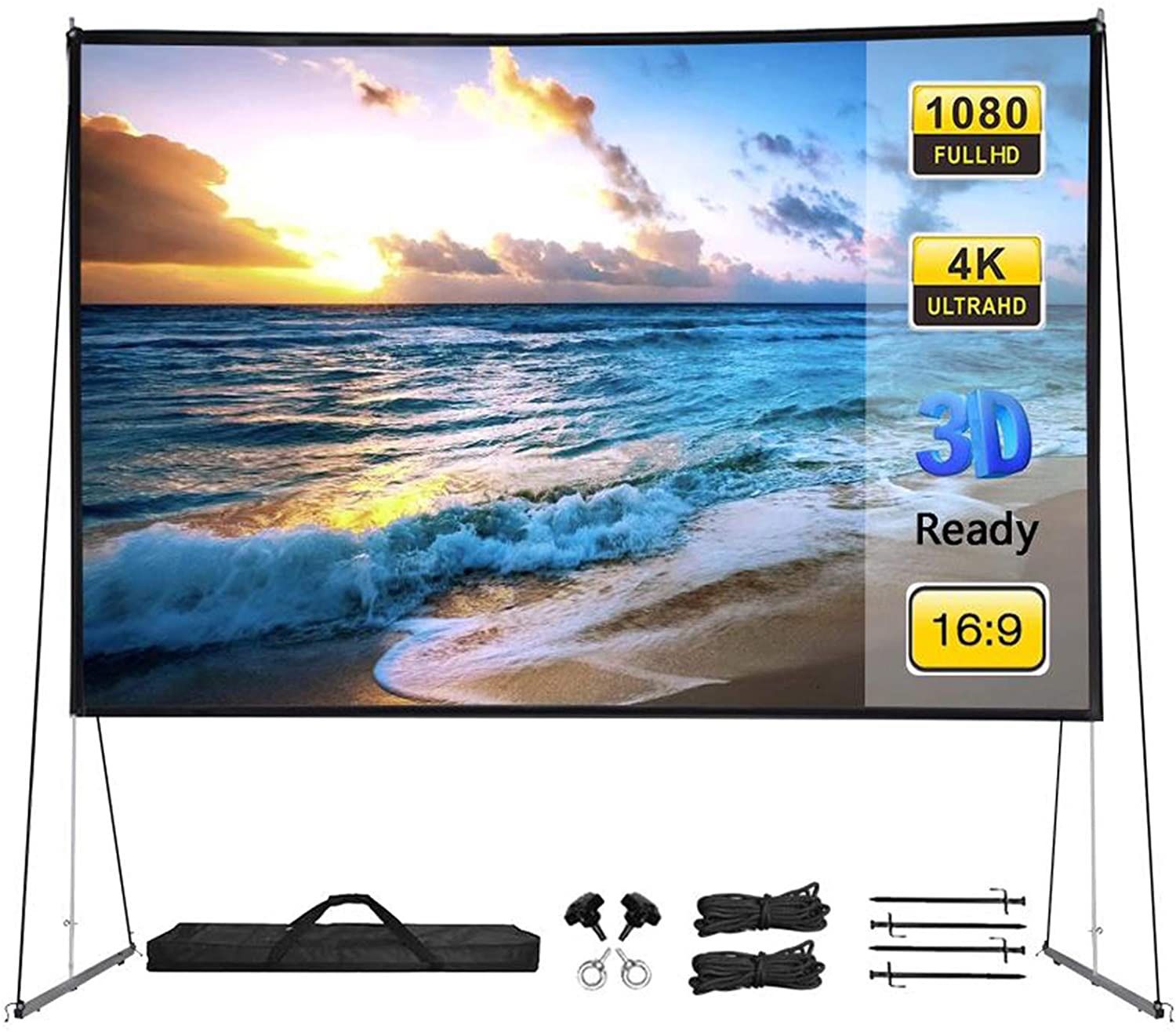 Projector screen with stand