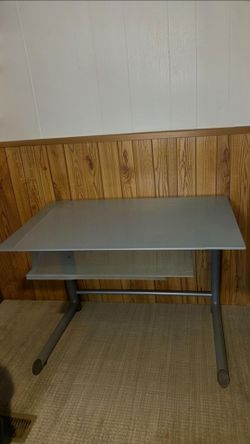 Silver Computer Desk with Keyboard Tray