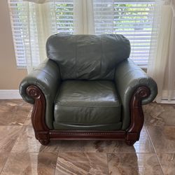 Vintage Lane Leather Living Room Set – Real Wood + Cushions