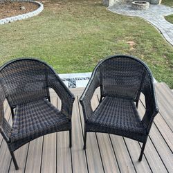 Set of 2 Wicker Patio Chairs