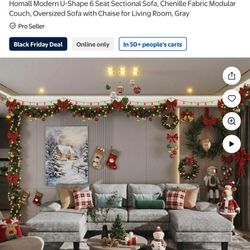 
Homall Modern U-Shape 6 Seat Sectional Sofa, Chenille Fabric Modular Couch, Oversized Sofa 