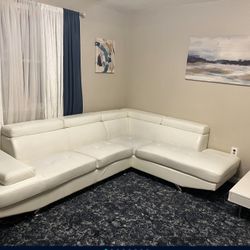Modern White Adjustable Head Rest Sectional