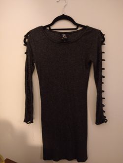 Derek Heart Grey long sleeve bodycon dress with arm cut out sleeves