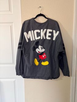 Disney Jersey Dolman Sweatshirt Mickey Mouse Gray Pullover Oversized Women’s XL
