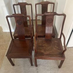 Vintage Ming Style Sturdy Rosewood Chairs (4count)