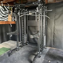 PRO SERIES Ultimate 3-1 Half Rack Functional Trainer w/Smith Machine Bar | 400lb Stack | Gym Equipment | Fitness | Commercial | Squat Rack 