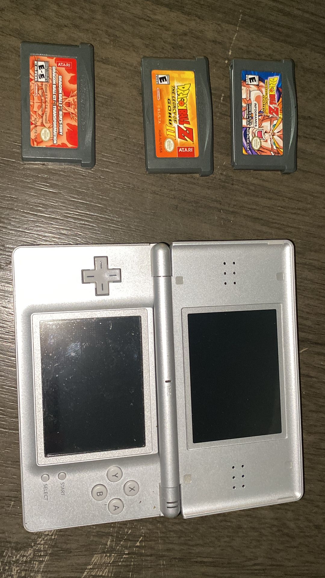 Nintendo DS Lite / DBZ Games Bundle Legacy Of Goku 1 & 2 Buus Fury & Dragon Ball GT