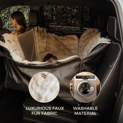 Pelsbarn Luxurious Full Backseat Protector Large Faux Fur, Beige