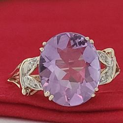 ❤️10k Size 7 Precious Solid Yellow Gold Amethyst and Diamonds Ring!/ Anillo de Oro con 1 Amatista y Diamantes! 👌🎁Post Tags: 10k 14k