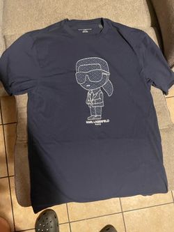 Karl Lagerfeld Paris Men's S Navy Graphic Logo Crew Neck Short Sleeve T-Shirt