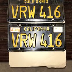 Vintage California Black Background W/Yellow Letter & Numbers!