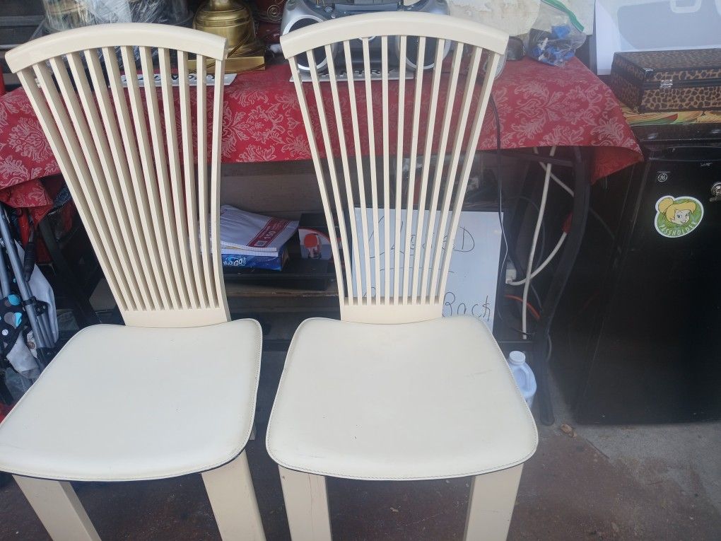 Two Oyster Color Vintage Dining Chairs