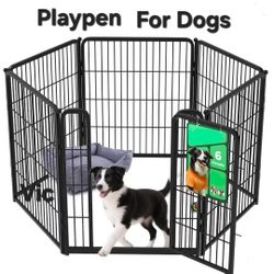 Heavy-Duty Metal Pet Fence Playpen  Indoor/Outdoor Pet Dog Fence Playground 6 Panels 24"
