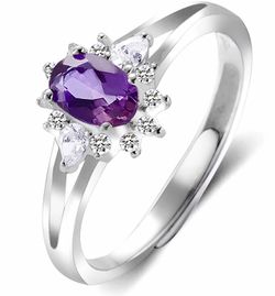 Stunning Brand New Genuine Amethyst Ring Set in Solid 925 Sterling Silver