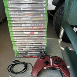 23- Xbox One Videos Games  and 1- Xbox One controller 