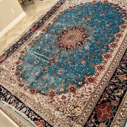 Authentic Silk Turkish Hand Knotted Large Rug