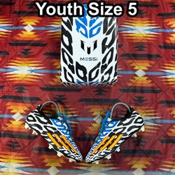 Adidas F5 FG Lionel Messi WC Soccer Cleats m19865 Youth Size 5 Cheetah