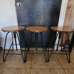 Bar Stools - Set of 3 - Adjustable - Counter or Bar height