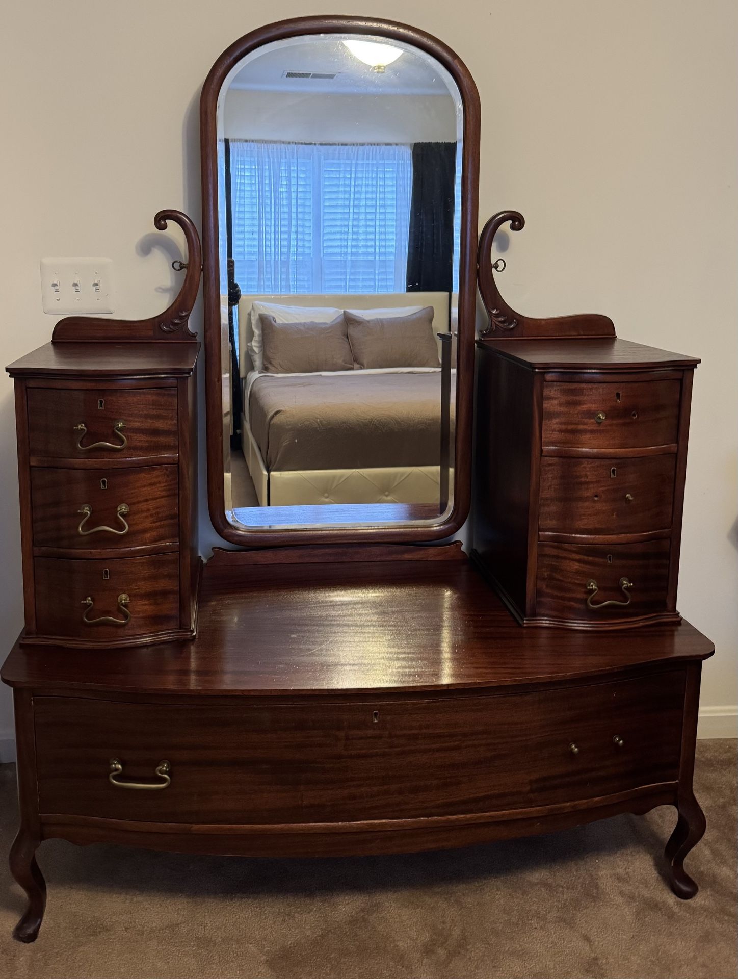Antique Alexander H. Revell Victorian Style 7  dresser with mirror  