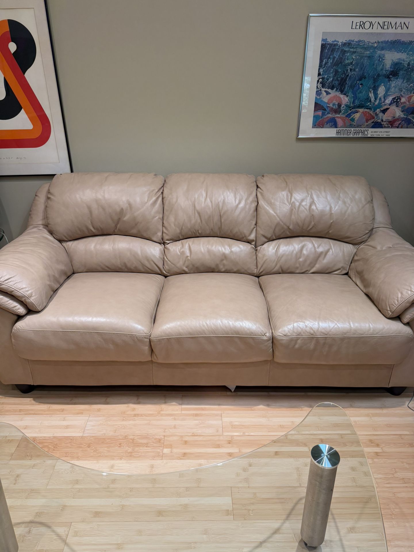 Leather Sofa And Club Chair With Ottoman