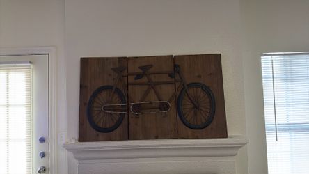 Wooden bicycle wall art