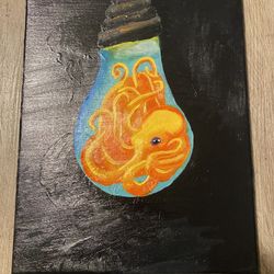 Octopus In Lightbulb Painting 