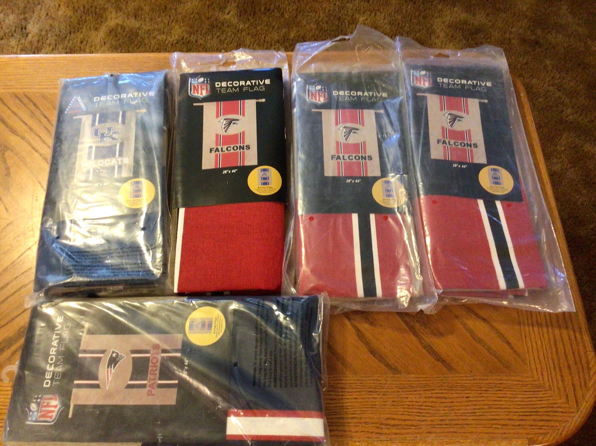Five awesome decorative NFL team flag $10 a piece, Sold 2 Have 3 Left.