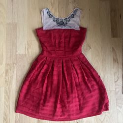 Red Dress With Bejeweled Neckline